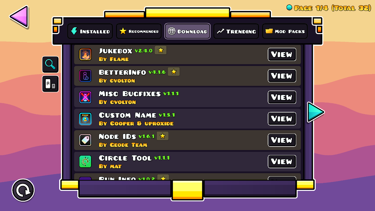 The download tab of the Noahh menu